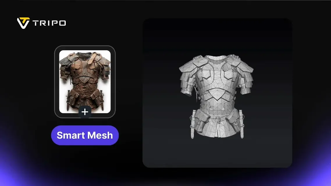 Smart Mesh wireframe output of body armor